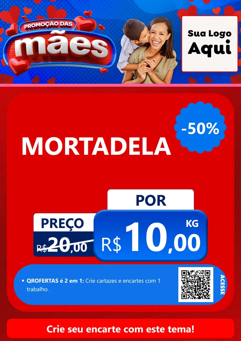 Modelo de Cartaz para Cartaz A4 Vertical com o tema Promoção das Mães para Frios e Laticínios