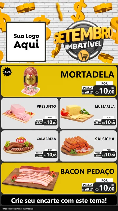 Modelo de TV para TV Vertical com o tema Setembro Imbatível para Frios e Laticínios