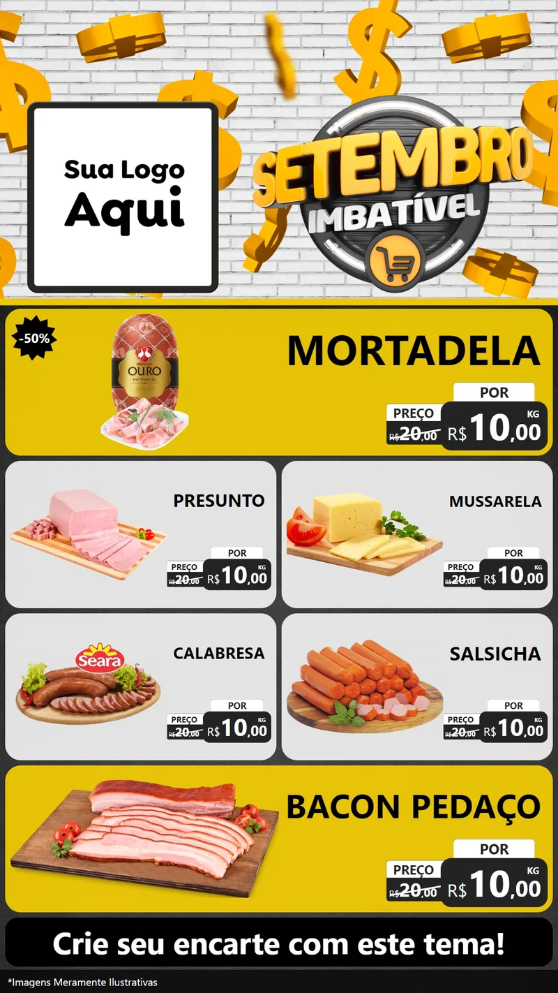 Modelo de TV para TV Vertical com o tema Setembro Imbatível para Frios e Laticínios