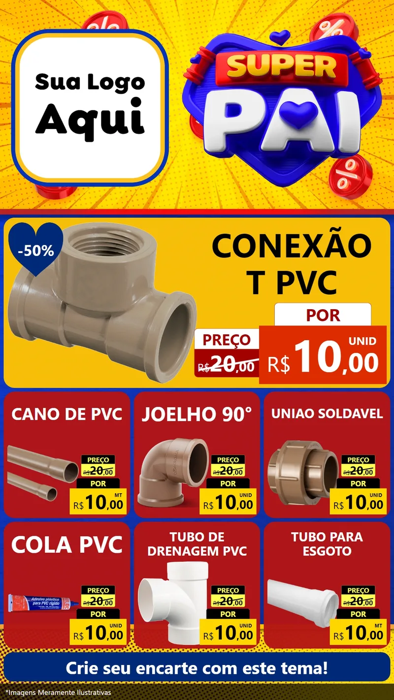 Modelo de Rede Social para Stories com o tema Super Pai para Tubos e conexões