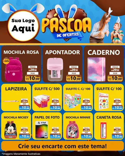Modelo de Rede Social para Feed Instagram com o tema Páscoa de Ofertas para Papelaria