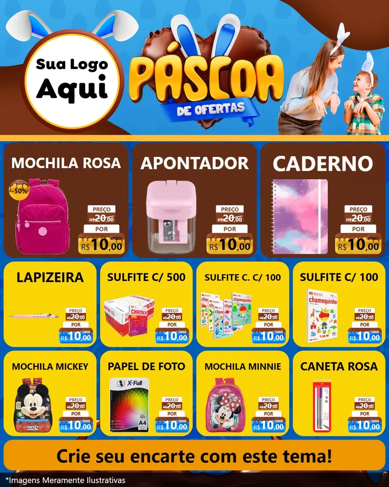 Modelo de Rede Social para Feed Instagram com o tema Páscoa de Ofertas para Papelaria