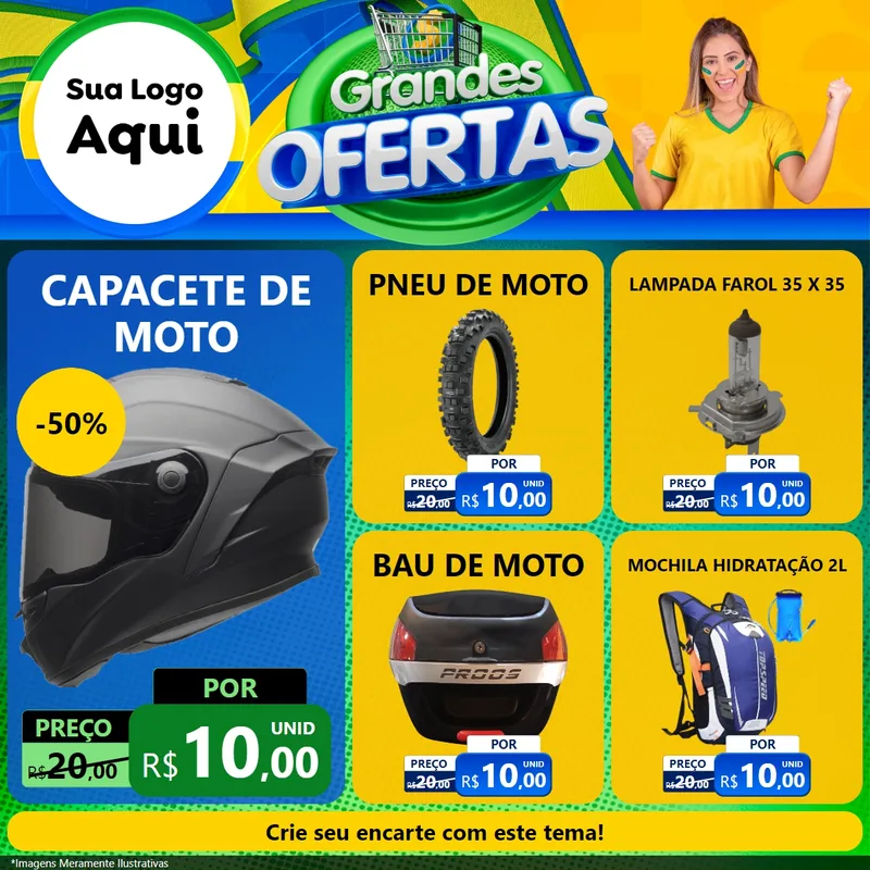Modelo de Rede Social para Feed Facebook com o tema Grandes Ofertas para Moto peças