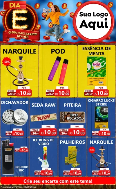 Modelo de Encarte para Encarte Grande com o tema Dia E - O Dia Mais Barato Do Mês para Tabacaria