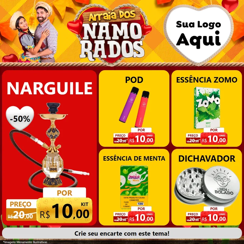 Modelo de Rede Social para Feed Facebook com o tema Arraiá dos Namorados para Tabacaria