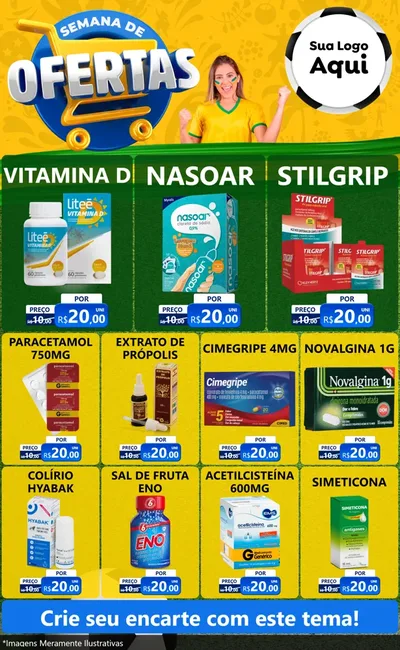 Modelo de Encarte para Encarte Grande com o tema Semana de Ofertas - Copa para Farmácia
