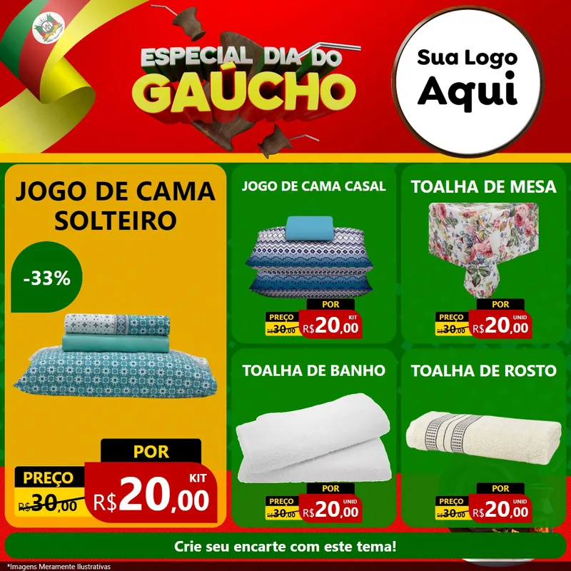 Modelo de Rede Social para Feed Facebook com o tema Especial Dia do Gaúcho para Cama, Mesa e Banho