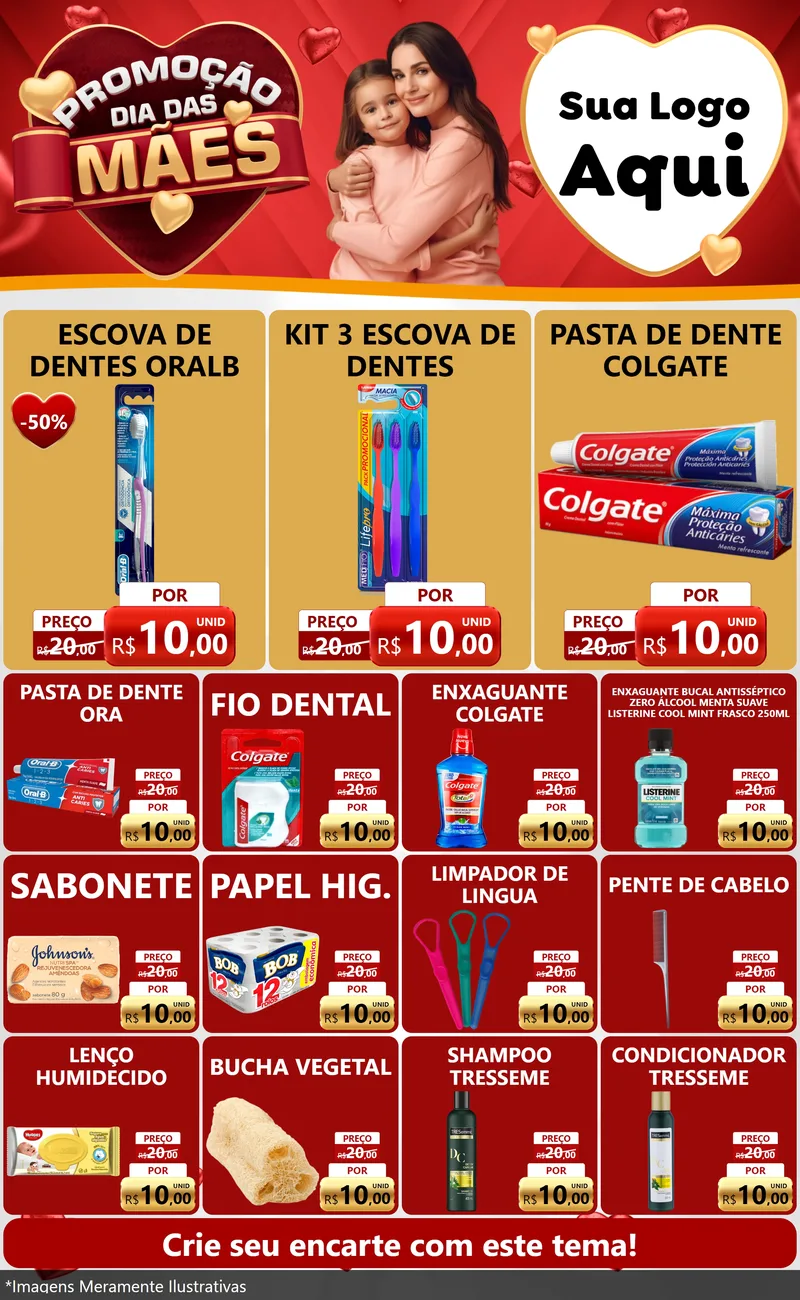 Modelo de Encarte para Encarte Grande com o tema Promoção Dia das Mães para Higiene Pessoal
