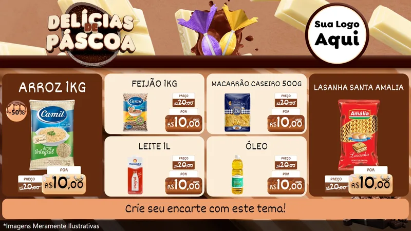 Modelo de TV para TV Horizontal com o tema Delícias de Páscoa para Supermercado