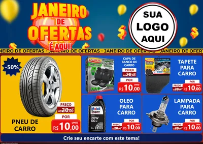 Modelo de Encarte para Encarte A4 Horizontal com o tema Janeiro de Ofertas É Aqui! para Auto peças