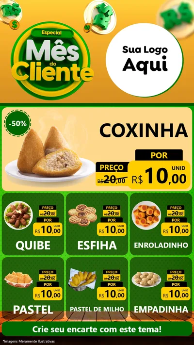 Modelo de Rede Social para Stories com o tema Especial Mês do Cliente para Salgadaria