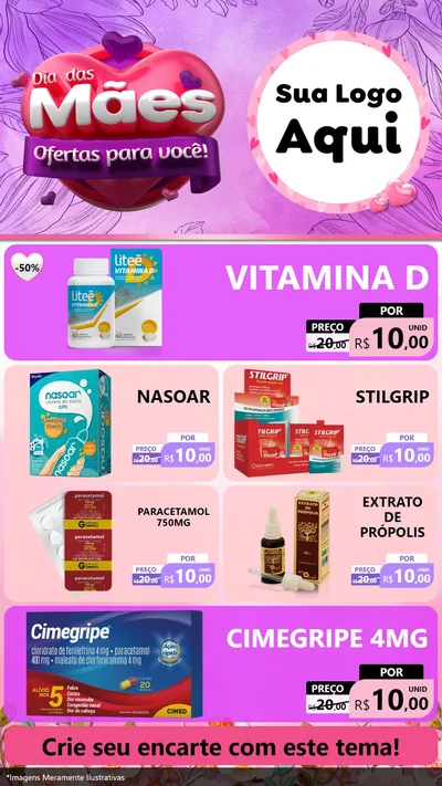 Modelo de TV para TV Vertical com o tema Dia das Mães Ofertas para Você! para Farmácia