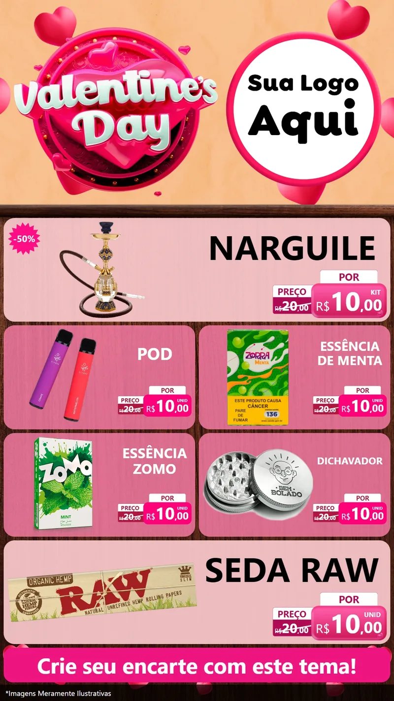 Modelo de TV para TV Vertical com o tema Valentine's Day para Tabacaria