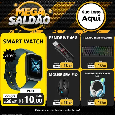 Modelo de Rede Social para Feed Facebook com o tema Mega Saldão para Informática