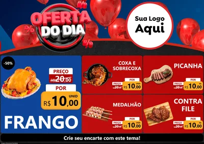 Modelo de Encarte para Encarte A4 Horizontal com o tema Oferta do Dia para Assados