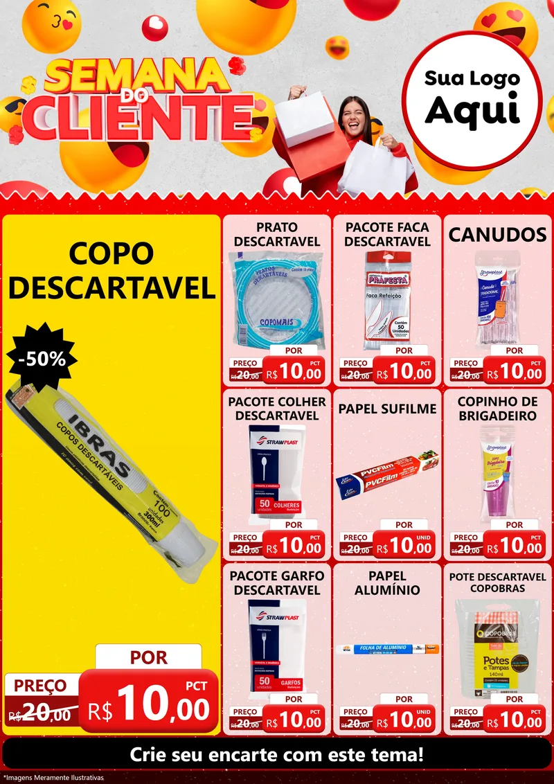Modelo de Encarte para Encarte A4 Vertical com o tema Semana do Cliente para Embalagens