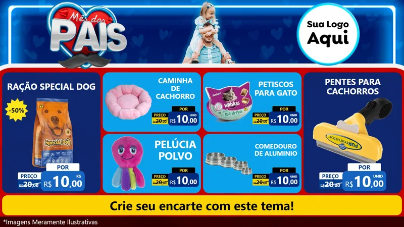 Modelo de TV para TV Horizontal com o tema Mês Dos Pais para Pet Shop