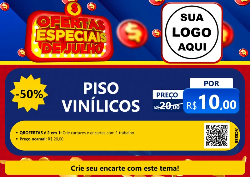 Modelo de Cartaz para Cartaz A4 Horizontal com o tema Ofertas Especiais de Julho para Material para Construção