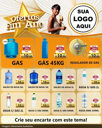Modelo de Rede Social para Feed Instagram com o tema Ofertas Fim de Ano para Água e gás