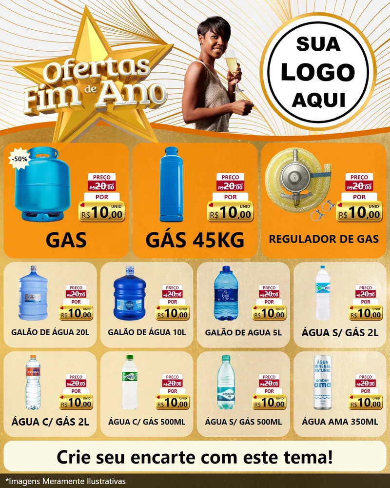 Modelo de Rede Social para Feed Instagram com o tema Ofertas Fim de Ano para Água e gás