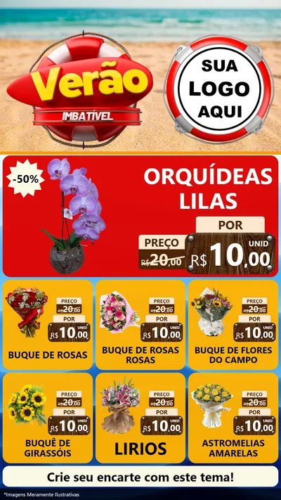 Modelo de Rede Social para Stories com o tema Verão Imbatível para Floricultura e jardim