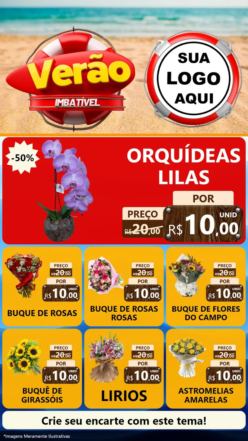 Modelo de Rede Social para Stories com o tema Verão Imbatível para Floricultura e jardim