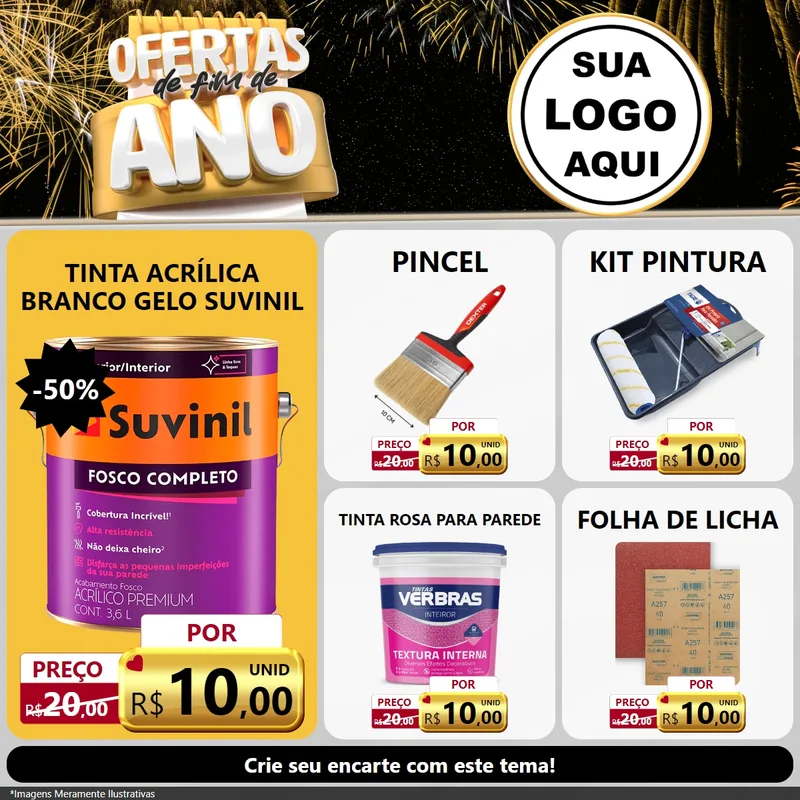 Modelo de Rede Social para Feed Facebook com o tema Ofertas de Fim de Ano para Tintas e Ferramentas