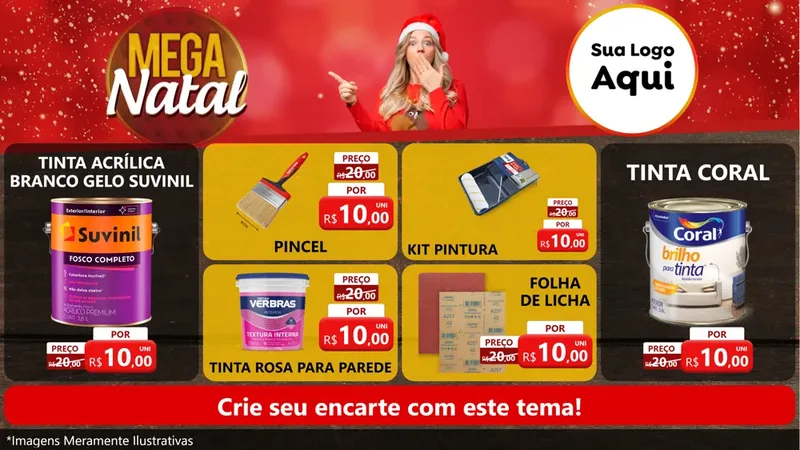 Modelo de TV para TV Horizontal com o tema Mega Natal para Tintas e Ferramentas