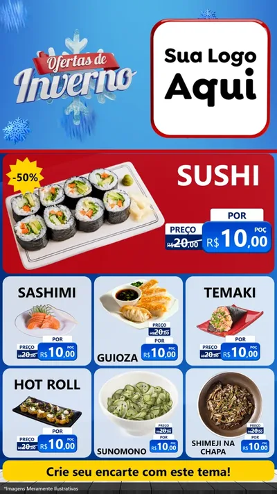 Modelo de Rede Social para Stories com o tema Ofertas de Inverno para Comida japonesa