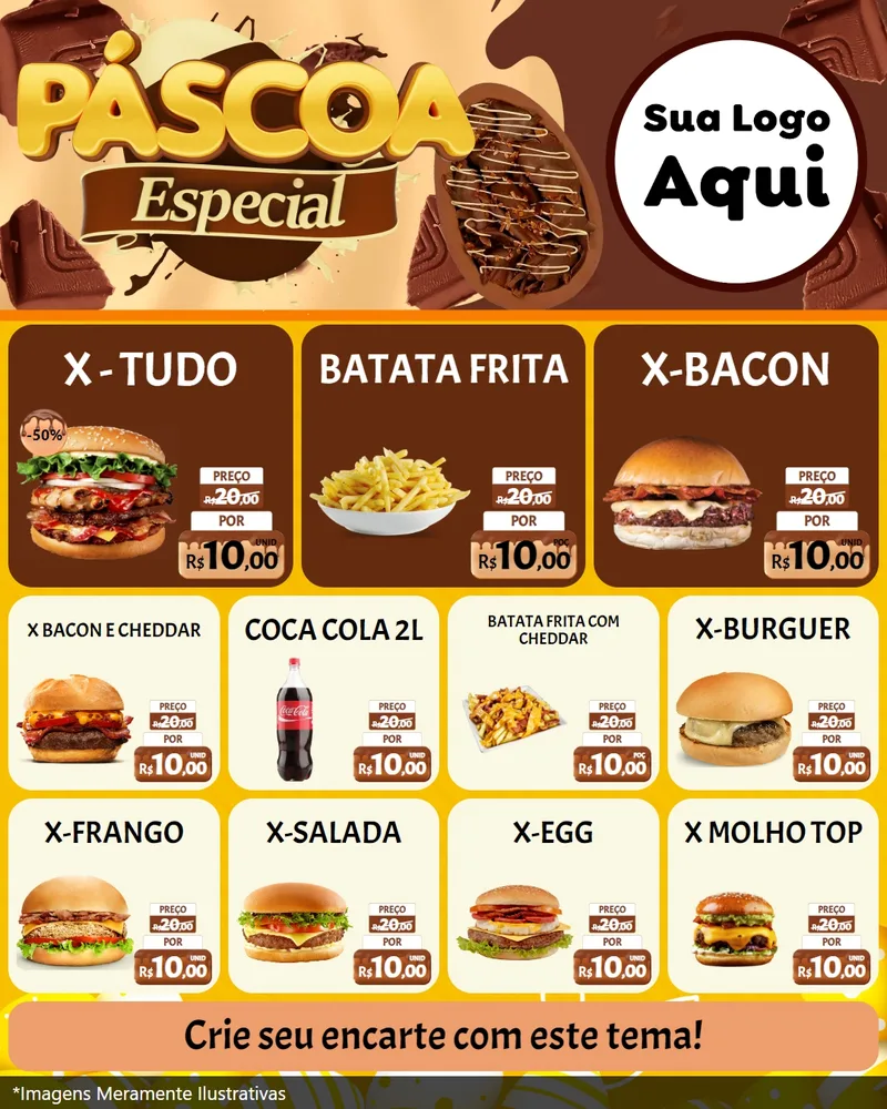 Modelo de Rede Social para Feed Instagram com o tema Páscoa Especial para Hamburgueria