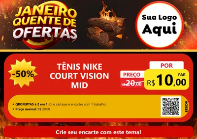 Modelo de Cartaz para Cartaz A4 Horizontal com o tema Janeiro Quente de Ofertas para Calçados
