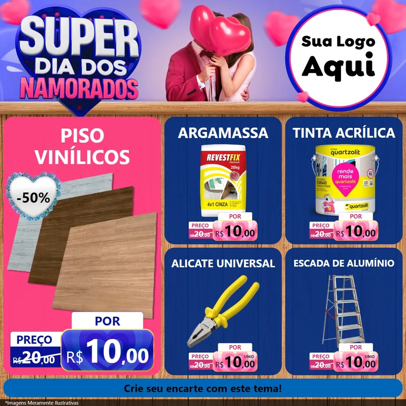 Modelo de Rede Social para Feed Facebook com o tema Super Dia dos Namorados para Material para Construção