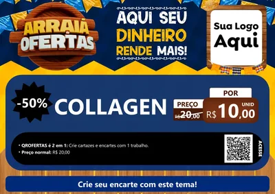 Modelo de Cartaz para Cartaz A4 Horizontal com o tema Arraiá de Ofertas - Junina para Suplementos alimentares