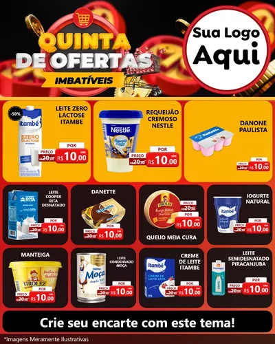 Modelo de Rede Social para Feed Instagram com o tema Quinta de Ofertas Imbatíveis para Frios e Laticínios