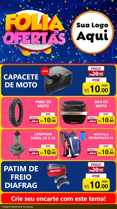 Modelo de TV para TV Vertical com o tema Folia de Ofertas para Moto peças