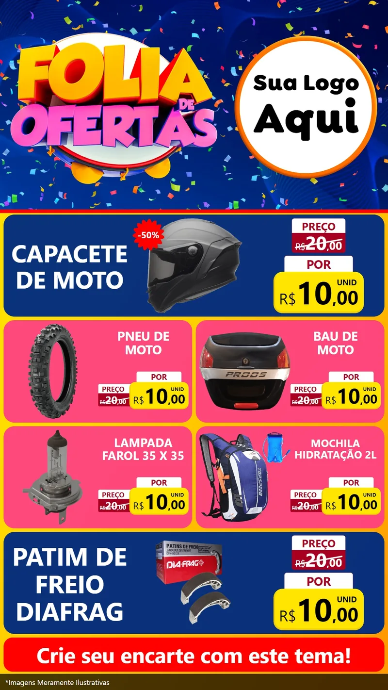 Modelo de TV para TV Vertical com o tema Folia de Ofertas para Moto peças