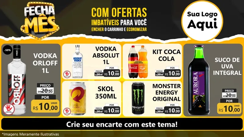 Modelo de TV para TV Horizontal com o tema Fecha Mês para Distribuidora de bebidas