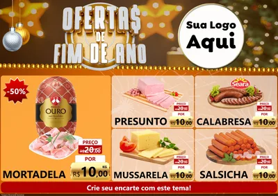 Modelo de Encarte para Encarte A4 Horizontal com o tema Ofertas de Fim de Ano para Frios e Laticínios