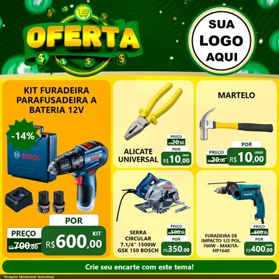 Modelo de Rede Social para Feed Facebook com o tema Oferta para Maquinas e Ferramentas