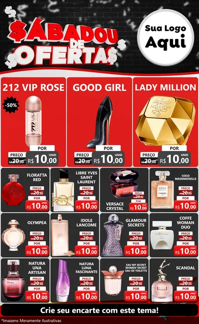 Modelo de Encarte para Encarte Grande com o tema Sabadou de Ofertas para Perfumes