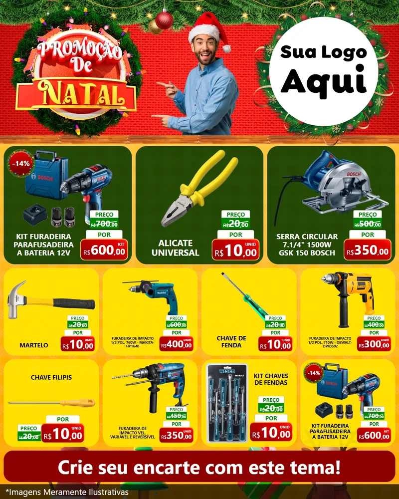 Modelo de Rede Social para Feed Instagram com o tema Promoção de Natal para Maquinas e Ferramentas