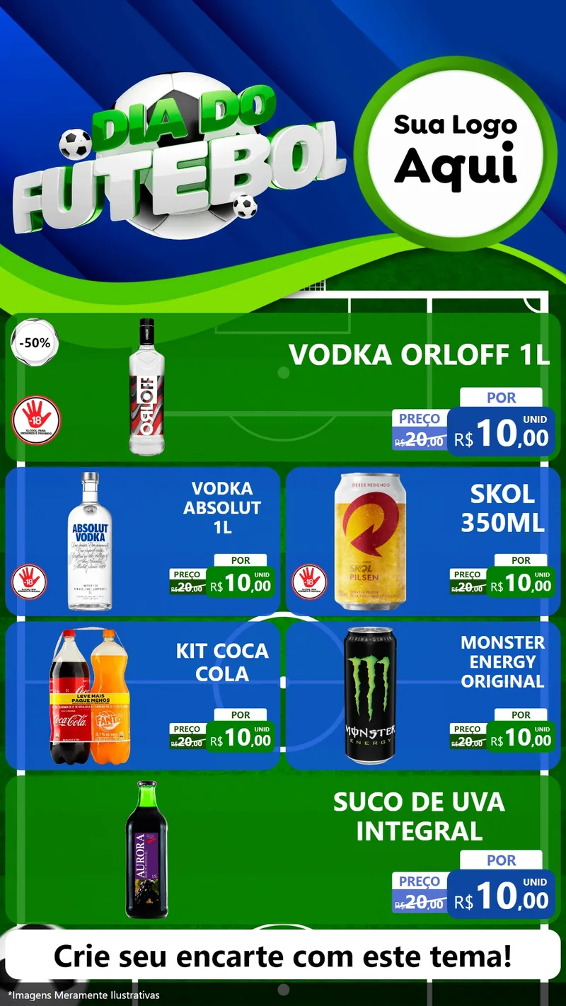 Modelo de TV para TV Vertical com o tema Dia do Futebol para Distribuidora de bebidas