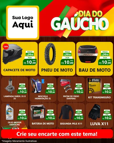 Modelo de Rede Social para Feed Instagram com o tema Dia do Gaúcho para Moto peças