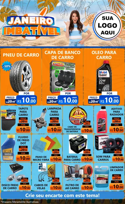 Modelo de Encarte para Encarte Grande com o tema Janeiro Imbatível para Auto peças