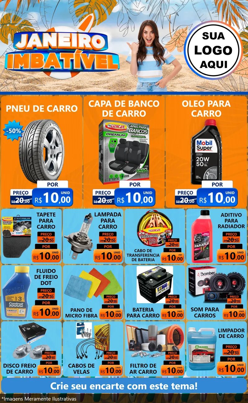 Modelo de Encarte para Encarte Grande com o tema Janeiro Imbatível para Auto peças