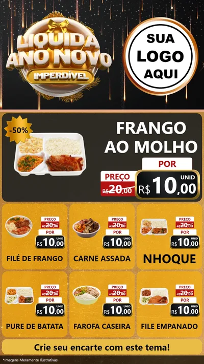 Modelo de Rede Social para Stories com o tema Liquida Ano Novo Imperdível para Restaurante