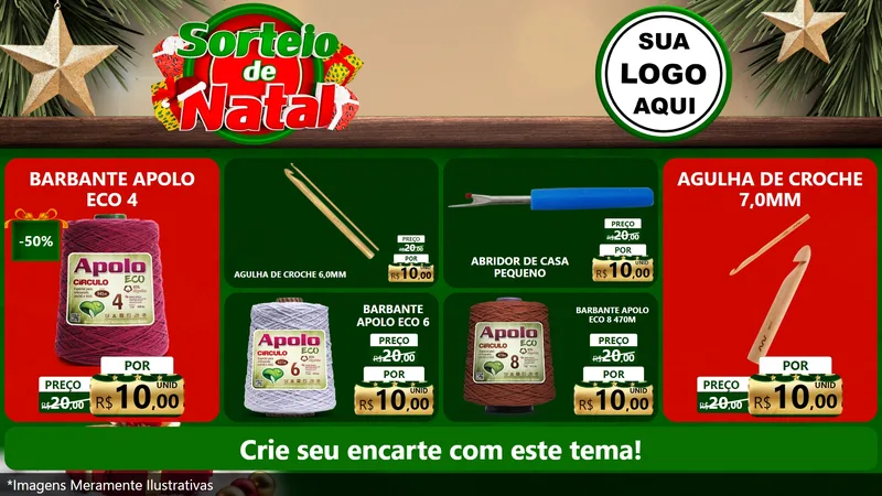 Modelo de TV para TV Horizontal com o tema Sorteio de Natal para Armarinho e Aviamentos