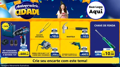 Modelo de TV para TV Horizontal com o tema Aniversário da Cidade para Maquinas e Ferramentas