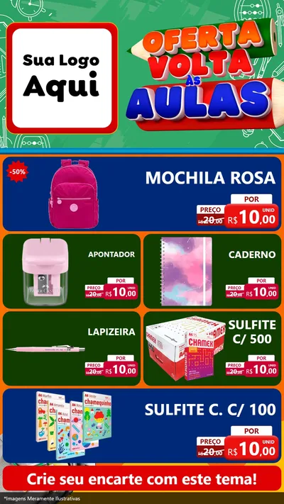 Modelo de TV para TV Vertical com o tema Oferta Volta Às Aulas para Papelaria