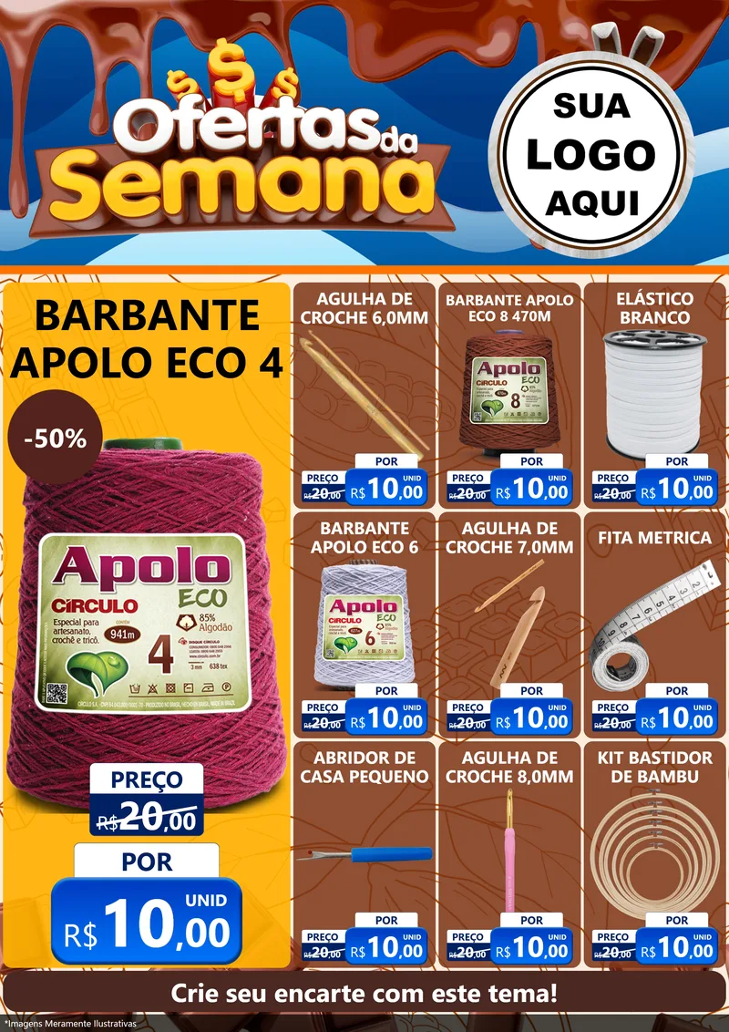 Modelo de Encarte para Encarte A4 Vertical com o tema Ofertas da Semana - Páscoa para Armarinho e Aviamentos